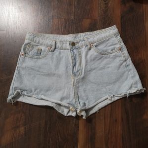 High Waisted Light Wash Jean Shorts